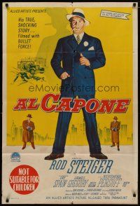 4e697 AL CAPONE Aust 1sh '59 cool artwork of Rod Steiger as the most notorious gangster!