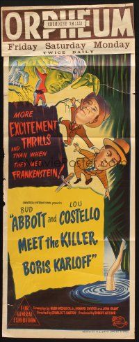 4e794 ABBOTT & COSTELLO MEET THE KILLER BORIS KARLOFF Aust daybill '49 art of scared Bud & Lou!