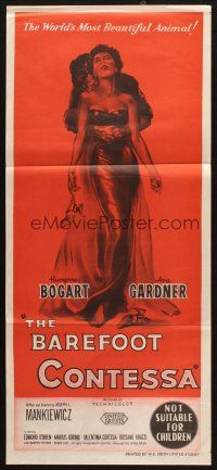 4e805 BAREFOOT CONTESSA Aust daybill '54 Humphrey Bogart & art of sexy full-length Ava Gardner!