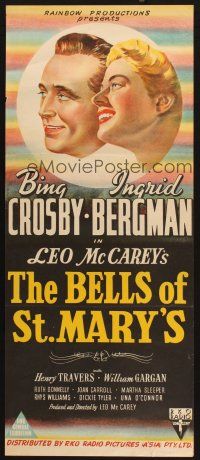 4e809 BELLS OF ST. MARY'S Aust daybill '46 art of smiling pretty Ingrid Bergman & Bing Crosby!