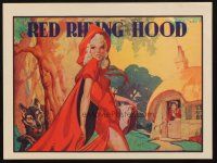 4e001 RED RIDING HOOD blue title style stage play English herald '30s sexy Red with wolf behind!