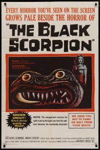 4f184 BLACK SCORPION 1sh '57 art of wacky creature looking more laughable than horrible!