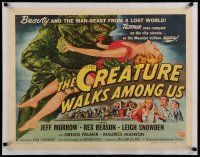 4f107 CREATURE WALKS AMONG US linen style B 1/2sh '56 beauty & the man-beast art by Reynold Brown!