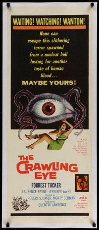 4f235 CRAWLING EYE linen insert '58 classic art of the slithering eyeball monster with victim!