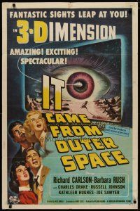 4f013 IT CAME FROM OUTER SPACE 1sh '53 Ray Bradbury, Jack Arnold classic 3-D sci-fi, cool artwork!