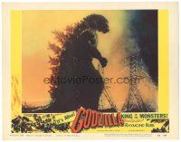 4f089 GODZILLA KING OF THE MONSTERS LC #8 '56 cool close up of Gojira destroying power lines!