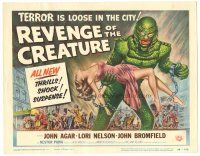 4f054 REVENGE OF THE CREATURE TC '55 art of the monster holding sexy girl by Reynold Brown!