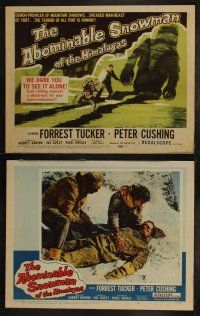 4f211 ABOMINABLE SNOWMAN OF THE HIMALAYAS 8 LCs '57 Peter Cushing, the dreaded man-beast of Tibet!