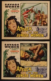4f288 ATTACK OF THE JUNGLE WOMEN 8 LCs '59 nude untamed savage natives vowing a vendetta to all men!