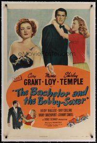 4g029 BACHELOR & THE BOBBY-SOXER linen 1sh '47 Cary Grant dates Shirley Temple & sexy Myrna Loy!