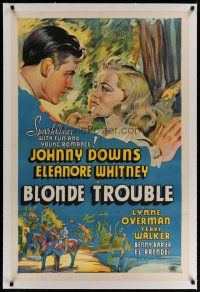 4g047 BLONDE TROUBLE Other Company linen 1sh '37 different art of Eleanore Whitney & Johnny Downs!