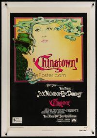 4g078 CHINATOWN linen int'l 1sh '74 art of Jack Nicholson & Faye Dunaway by Jim Pearsall, Polanski
