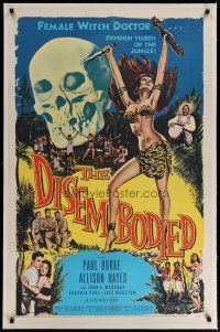 4g112 DISEMBODIED linen 1sh '57 artwork of super sexy female voodoo witch doctor Allison Hayes!