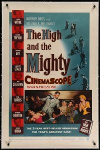 4g186 HIGH & THE MIGHTY linen 1sh '54 John Wayne, Claire Trevor, directed by William Wellman!