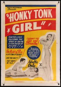 4g189 HITCHHIKE TO HELL linen 1sh R50s Honky Tonk Girl gives a night of bliss & lifetime of regret!