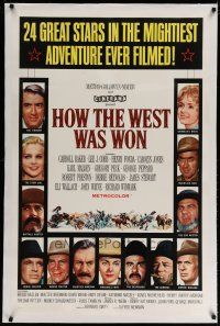 4g192 HOW THE WEST WAS WON linen Cinerama 1sh '64 John Ford, 24 great stars in mightiest adventure!