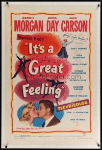 4g210 IT'S A GREAT FEELING linen 1sh '49 Doris Day, Dennis Morgan & Jack Carson, musical!