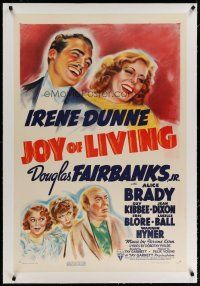 4g219 JOY OF LIVING linen 1sh '38 art of Broadway star Irene Dunne & Douglas Fairbanks Jr.!