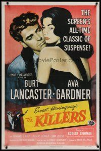4g222 KILLERS linen 1sh R56 art of Burt Lancaster & sexy Ava Gardner, from Ernest Hemingway story!