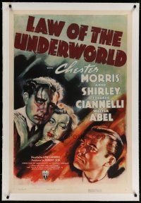 4g239 LAW OF THE UNDERWORLD linen 1sh '38 art of Chester Morris, will he save innocent Anne Shirley