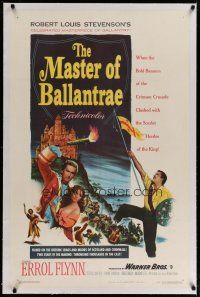 4g266 MASTER OF BALLANTRAE linen 1sh '53 Errol Flynn, Scotland, from Robert Louis Stevenson story!
