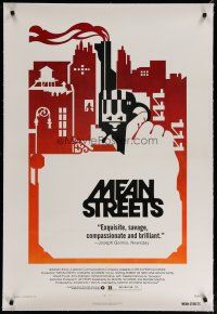 4g269 MEAN STREETS linen 1sh '73 Robert De Niro, Martin Scorsese, cool artwork of hand holding gun!