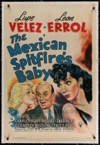 4g274 MEXICAN SPITFIRE'S BABY linen 1sh '41 Lupe Velez & Leon Errol adopt 20 year-old Marion Martin!
