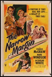 4g288 NARROW MARGIN linen 1sh '52 Richard Fleischer classic noir, Charles McGraw, Marie Windsor
