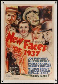 4g290 NEW FACES OF 1937 linen 1sh '37 Joe Penner, Milton Berle, Harriet Hilliard & Parkyakarkus!