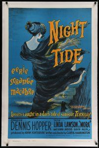 4g296 NIGHT TIDE linen style B 1sh '63 was she human or was she a temptress from the sea, cool art!