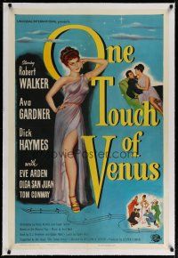 4g306 ONE TOUCH OF VENUS linen 1sh '48 sexy Ava Gardner, Robert Walker, great full-length art!
