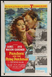 4g313 PANDORA & THE FLYING DUTCHMAN linen 1sh '51 romantic c/u of James Mason & sexy Ava Gardner!