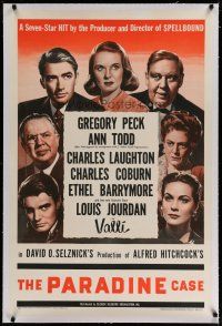 4g314 PARADINE CASE linen 1sh '48 Alfred Hitchcock, Gregory Peck, Ann Todd, Valli & top cast!