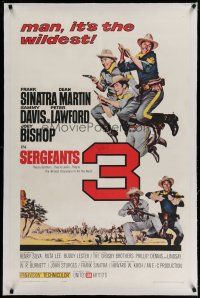 4g369 SERGEANTS 3 linen 1sh '62 John Sturges, Frank Sinatra, Rat Pack parody of Gunga Din!