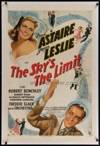 4g378 SKY'S THE LIMIT linen 1sh '43 Fred Astaire, Joan Leslie, it's a dance-filled holiday!