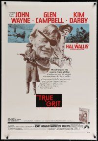 4g431 TRUE GRIT linen 1sh '69 John Wayne as Rooster Cogburn, Kim Darby, Glen Campbell