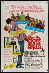 4g455 WHEN THE BOYS MEET THE GIRLS linen 1sh '65 Connie Francis, Liberace, Herman's Hermits!