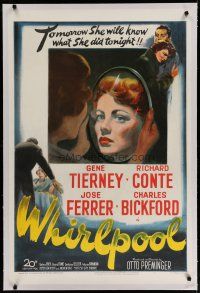 4g457 WHIRLPOOL linen 1sh '50 tomorrow Gene Tierney will know what she did tonight!