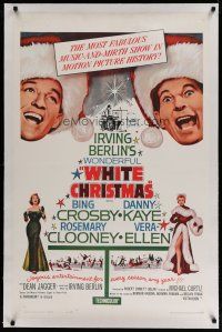 4g459 WHITE CHRISTMAS linen 1sh R61 Bing Crosby, Danny Kaye, Clooney, Vera-Ellen, musical classic!