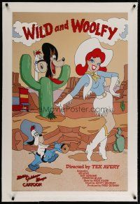 4g461 WILD & WOOLFY linen Kilian 1sh R90 Tex Avery Droopy cartoon, great art of wolf & sexy cowgirl!