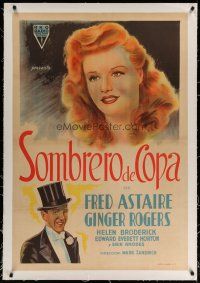 4h260 TOP HAT linen Argentinean '36 different art of Fred Astaire & Ginger Rogers, Irving Berlin!