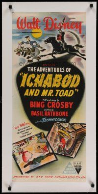 4h163 ADVENTURES OF ICHABOD & MISTER TOAD linen Aust daybill '49 Disney cartoon, wonderful art!