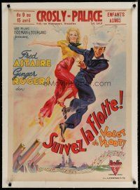 4h357 FOLLOW THE FLEET linen pre-War Belgian '36 art of Fred Astaire & Ginger Rogers, Irving Berlin