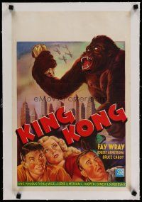 4h366 KING KONG linen Belgian R60s art of Fay Wray, Robert Armstrong & the giant ape!