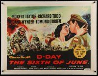 4h215 D-DAY THE SIXTH OF JUNE linen British quad '56 Hinchliffe art of Taylor & Wynter in WWII!