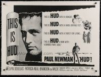 4h220 HUD linen British quad '63 Paul Newman is the man with the barbed wire soul, Martin Ritt