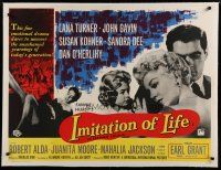 4h221 IMITATION OF LIFE linen British quad '59 Fannie Hurst, Lana Turner, John Gavin & Sandra Dee!