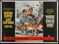 4h228 WHERE EAGLES DARE linen British quad '68 Clint Eastwood, Richard Burton, different action art!