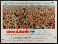 4h229 WOODSTOCK linen British quad '70 no one who was there will ever be the same, be there!