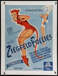 4h007 ZIEGFELD FOLLIES linen Danish '48 wonderful George Petty-like art of sexy showgirls!